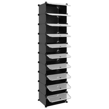 Shoe Rack | Black | Polypropylene, Steel | Tall | Shoe Rack | Rectangular