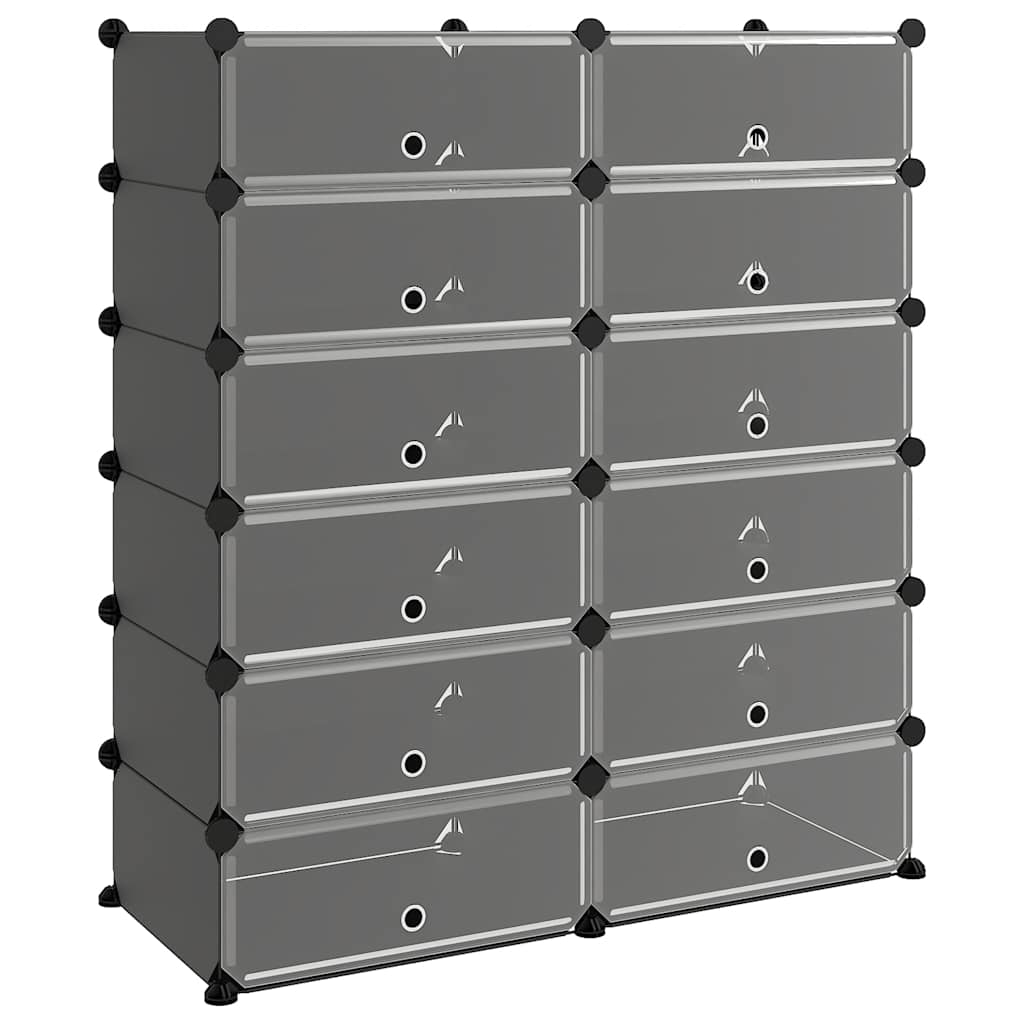 Shoe Rack | Black | Polypropylene, Steel | Large | Modular | Shoe Rack