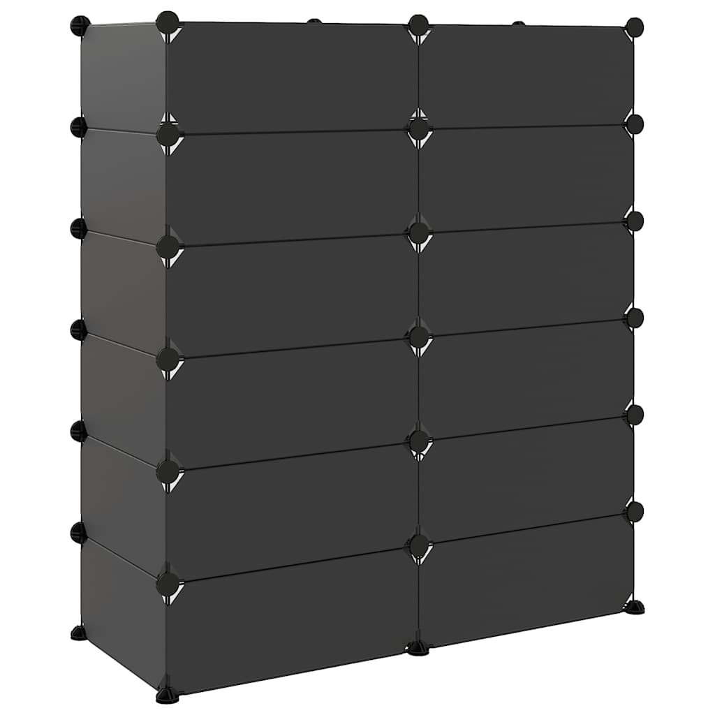 Shoe Rack | Black | Polypropylene, Steel | Large | Modular | Shoe Rack