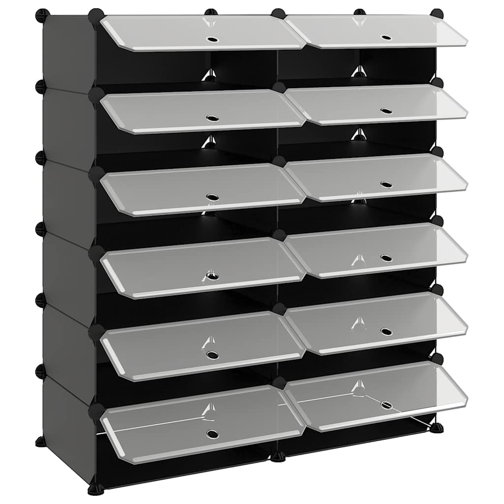 Shoe Rack | Black | Polypropylene, Steel | Large | Modular | Shoe Rack