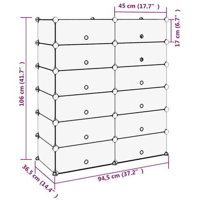 Shoe Rack | Black | Polypropylene, Steel | Large | Modular | Shoe Rack