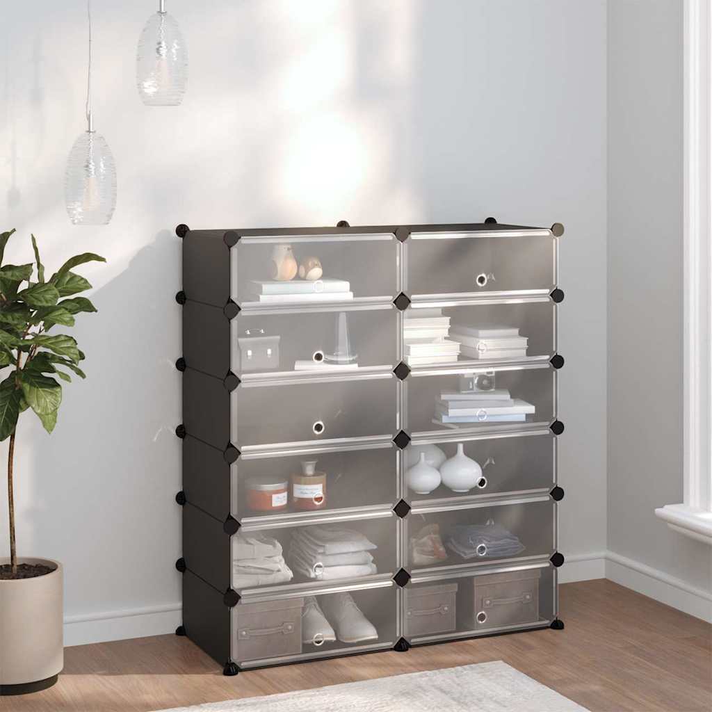 Shoe Rack | Black | Polypropylene, Steel | Large | Modular | Shoe Rack
