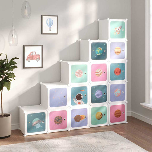Storage Cabinet | White | PP plastic, Steel | 15 cubes | Modular