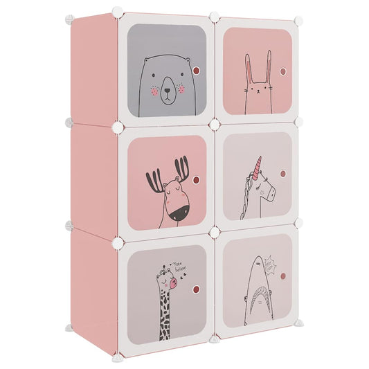 Storage Cabinet | Pink | Polypropylene | 6 Cubes | Modular