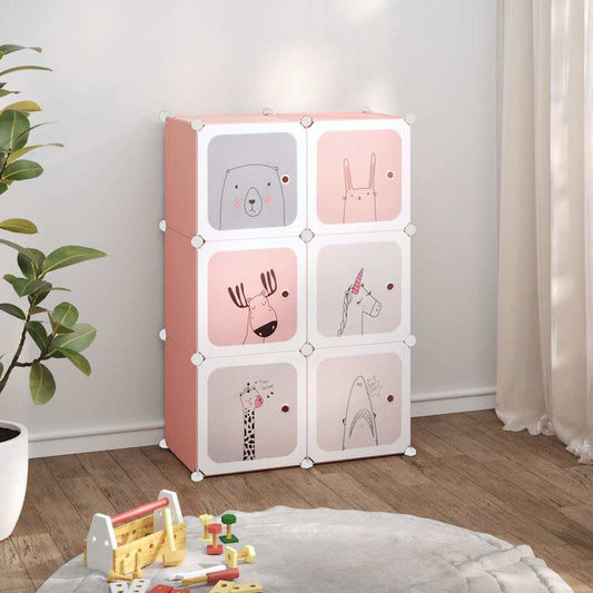 Storage Cabinet | Pink | Polypropylene | 6 Cubes | Modular