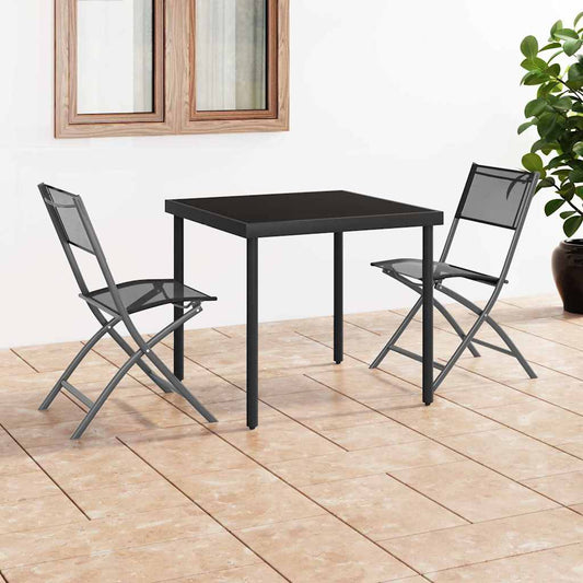 Folding Chairs 2 pcs Black Steel and Textilene