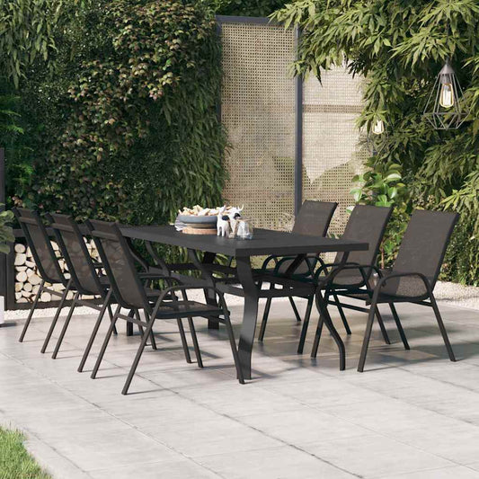 Garden Table | Black | Powder-coated steel, tempered glass | Large