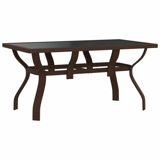 Garden Table | Brown and Black | Powder-coated steel, tempered glass