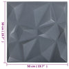 3D Wall Panels 24 pcs 50x50 cm Diamond Grey 6 m²