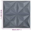 3D Wall Panels 24 pcs 50x50 cm Origami Grey 6 m²