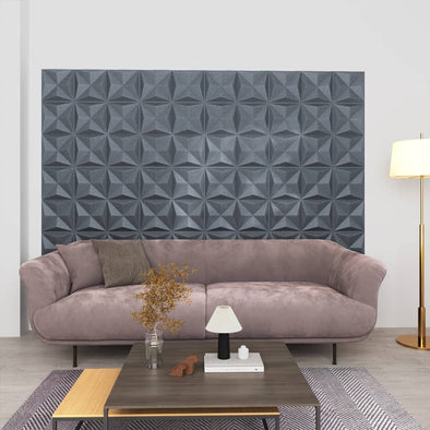 3D Wall Panels 24 pcs 50x50 cm Origami Grey 6 m²
