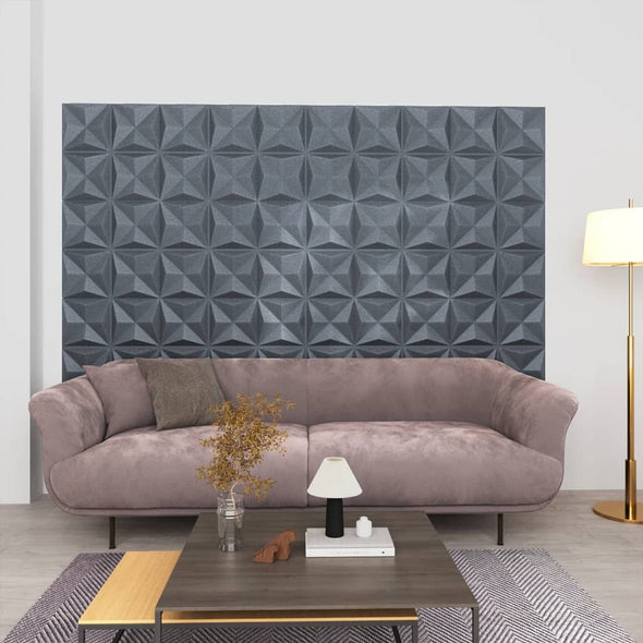 3D Wall Panels 24 pcs 50x50 cm Origami Grey 6 m²