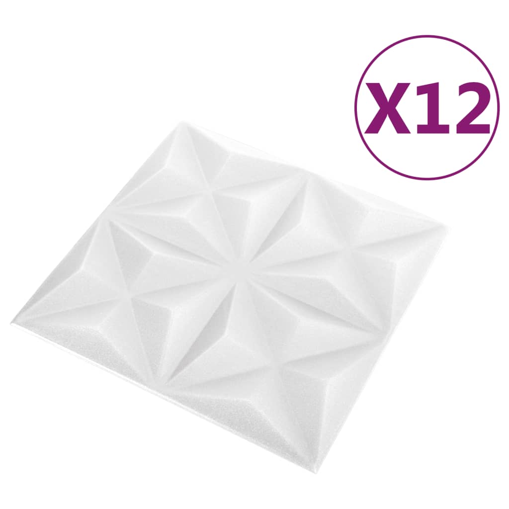 3D Wall Panels 12 pcs 50x50 cm Origami White 3 m²