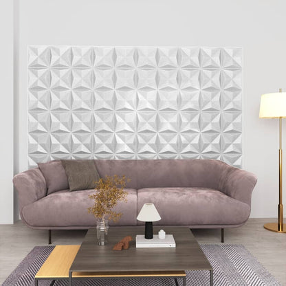 3D Wall Panels 12 pcs 50x50 cm Origami White 3 m²