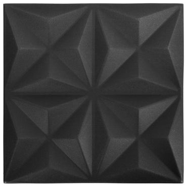 3D Wall Panels 12 pcs 50x50 cm Origami Black 3 m²