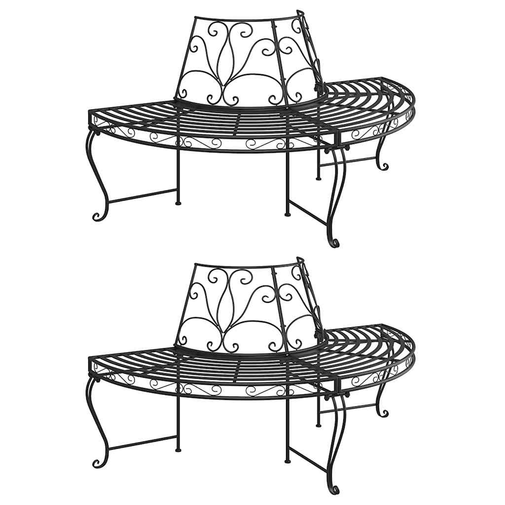 Tree Bench | Set of 2 | Black | Steel | Medium | Durable
