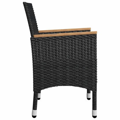 Garden Dining Set | Black | Solid acacia wood | 5 Piece