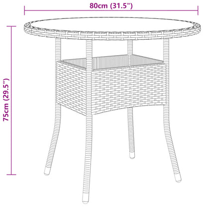 5 Piece Garden Bistro Set Poly Rattan and Tempered Glass Brown