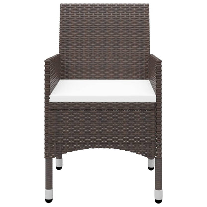 Garden Dining Set | Poly rattan: Brown, Cushion: Cream white