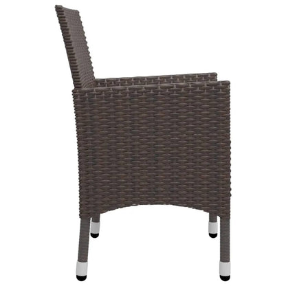 Garden Dining Set | Poly rattan: Brown, Cushion: Cream white