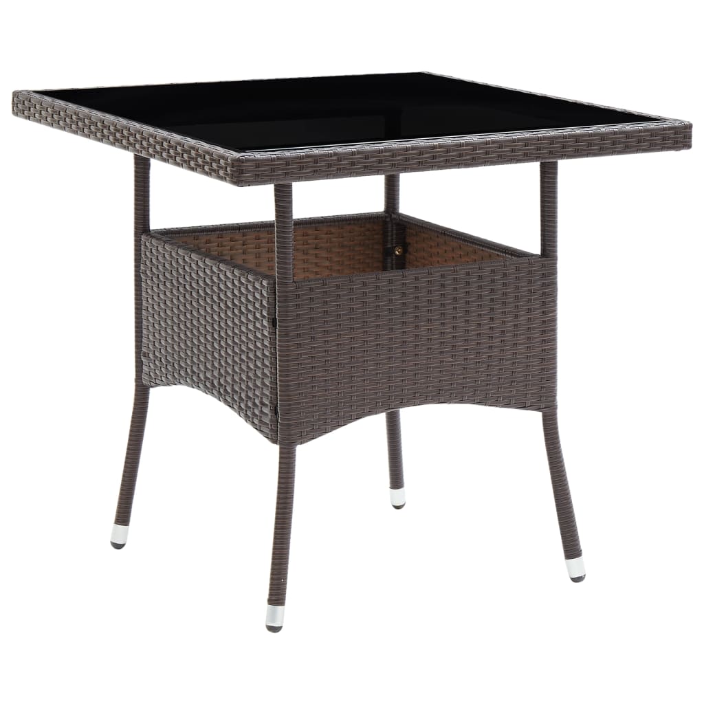 Garden Dining Set | Poly rattan: Brown, Cushion: Cream white