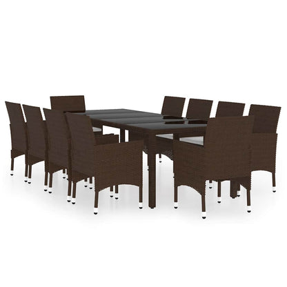 Garden Dining Set | Brown | Poly rattan | Large | Stackable