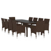 11 Piece Garden Dining Set Poly Rattan Brown