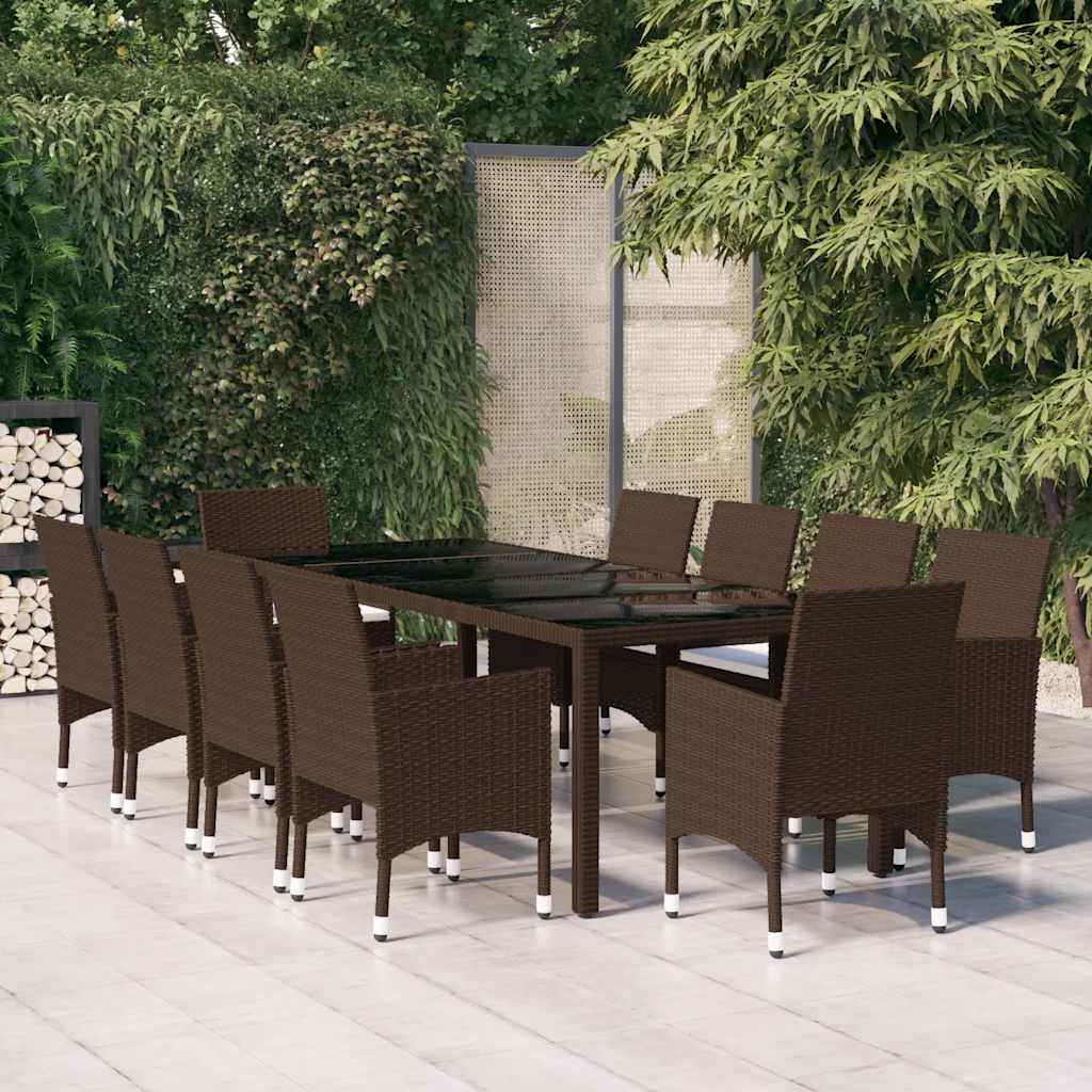 Garden Dining Set | Brown | Poly rattan | Large | Stackable
