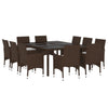 11 Piece Garden Dining Set Poly Rattan Brown