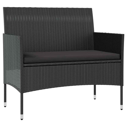 16 Piece Patio Lounge Set with Cushions Poly Rattan Black