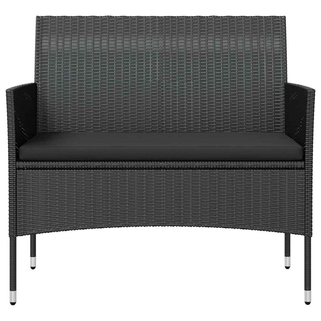 16 Piece Patio Lounge Set with Cushions Poly Rattan Black