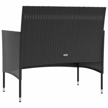 16 Piece Patio Lounge Set with Cushions Poly Rattan Black