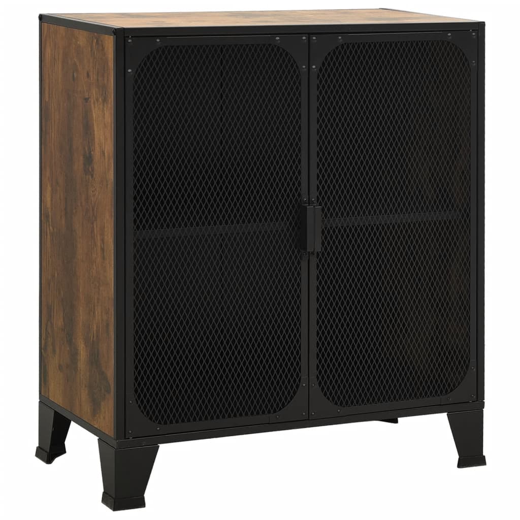 Storage Cabinets 2 pcs Rustic Brown 28.3"x14.2"x32.3" Metal and MDF