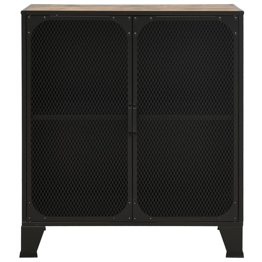 Storage Cabinets 2 pcs Rustic Brown 28.3"x14.2"x32.3" Metal and MDF