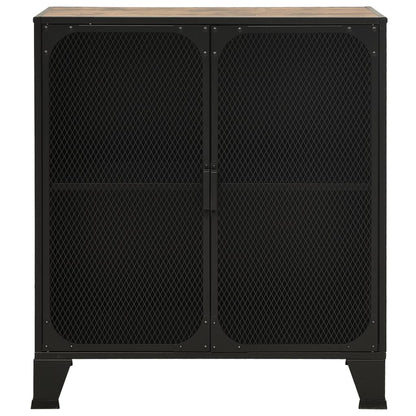 Storage Cabinets 2 pcs Rustic Brown 28.3"x14.2"x32.3" Metal and MDF