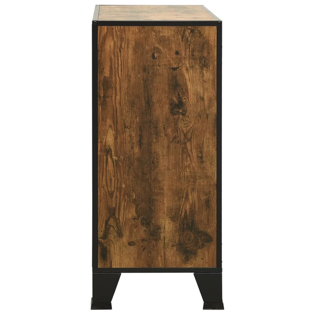 Storage Cabinets 2 pcs Rustic Brown 28.3"x14.2"x32.3" Metal and MDF