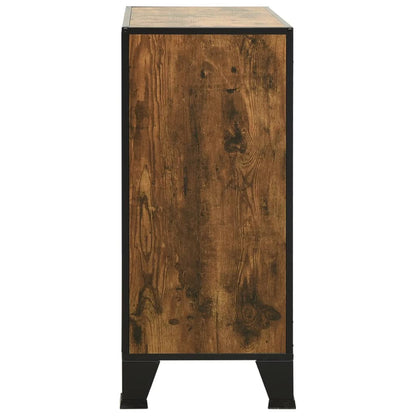 Storage Cabinets 2 pcs Rustic Brown 28.3"x14.2"x32.3" Metal and MDF