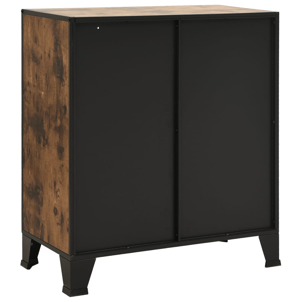 Storage Cabinets 2 pcs Rustic Brown 28.3"x14.2"x32.3" Metal and MDF