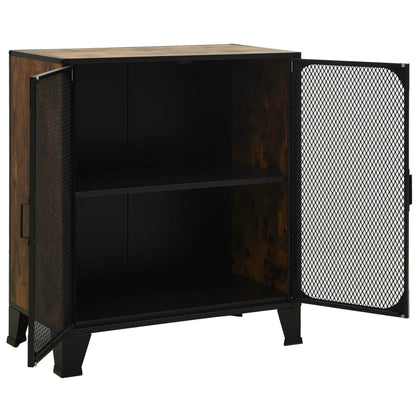 Storage Cabinets 2 pcs Rustic Brown 28.3"x14.2"x32.3" Metal and MDF