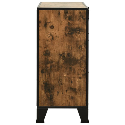 Storage Cabinets 2 pcs Rustic Brown 28.3"x14.2"x32.3" Metal and MDF