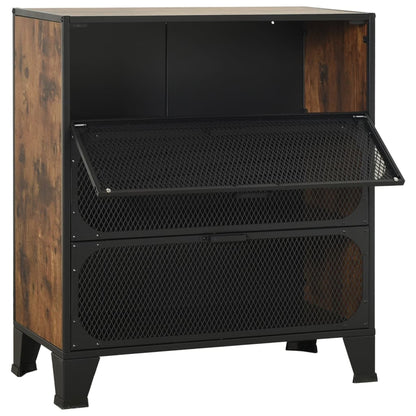Storage Cabinets 2 pcs Rustic Brown 28.3"x14.2"x32.3" Metal and MDF