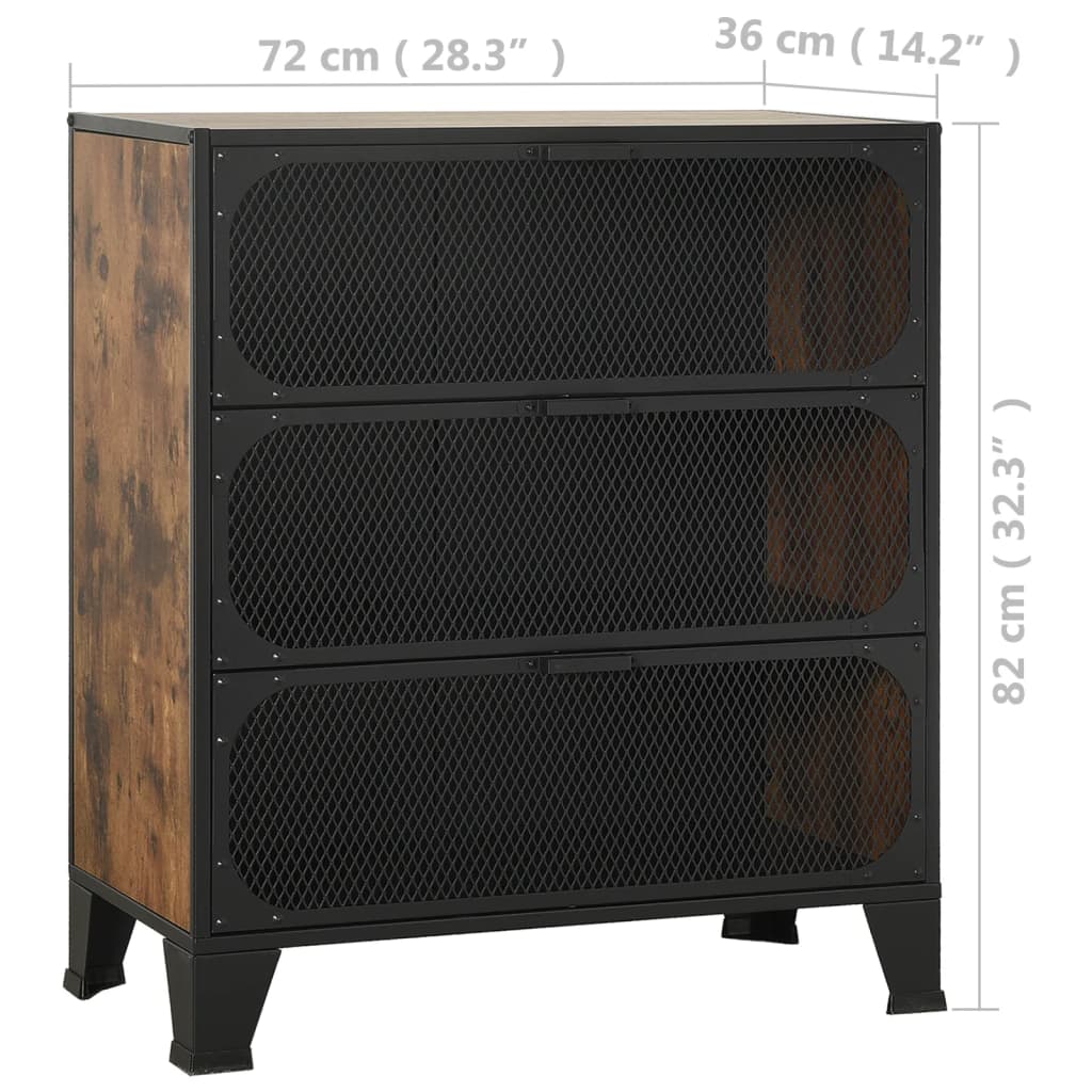 Storage Cabinets 2 pcs Rustic Brown 28.3"x14.2"x32.3" Metal and MDF