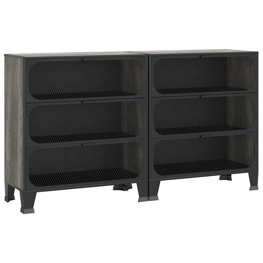 Storage Cabinets 2 pcs Grey 72x36x82 cm Metal and MDF