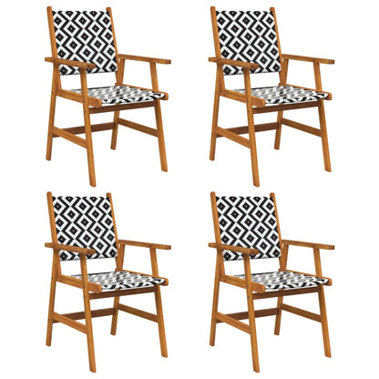 Garden Chair | Set of 4 | Brown and Black/White Pattern