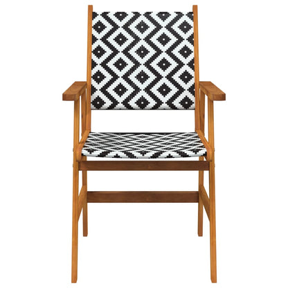 Garden Chair | Set of 8 | Natural Acacia with Black and White Pattern