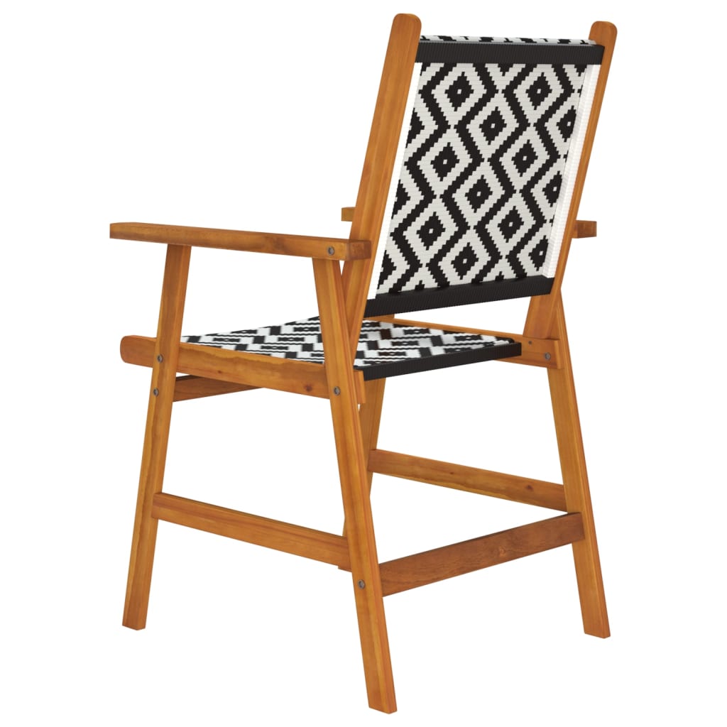 Garden Chair | Set of 8 | Natural Acacia with Black and White Pattern