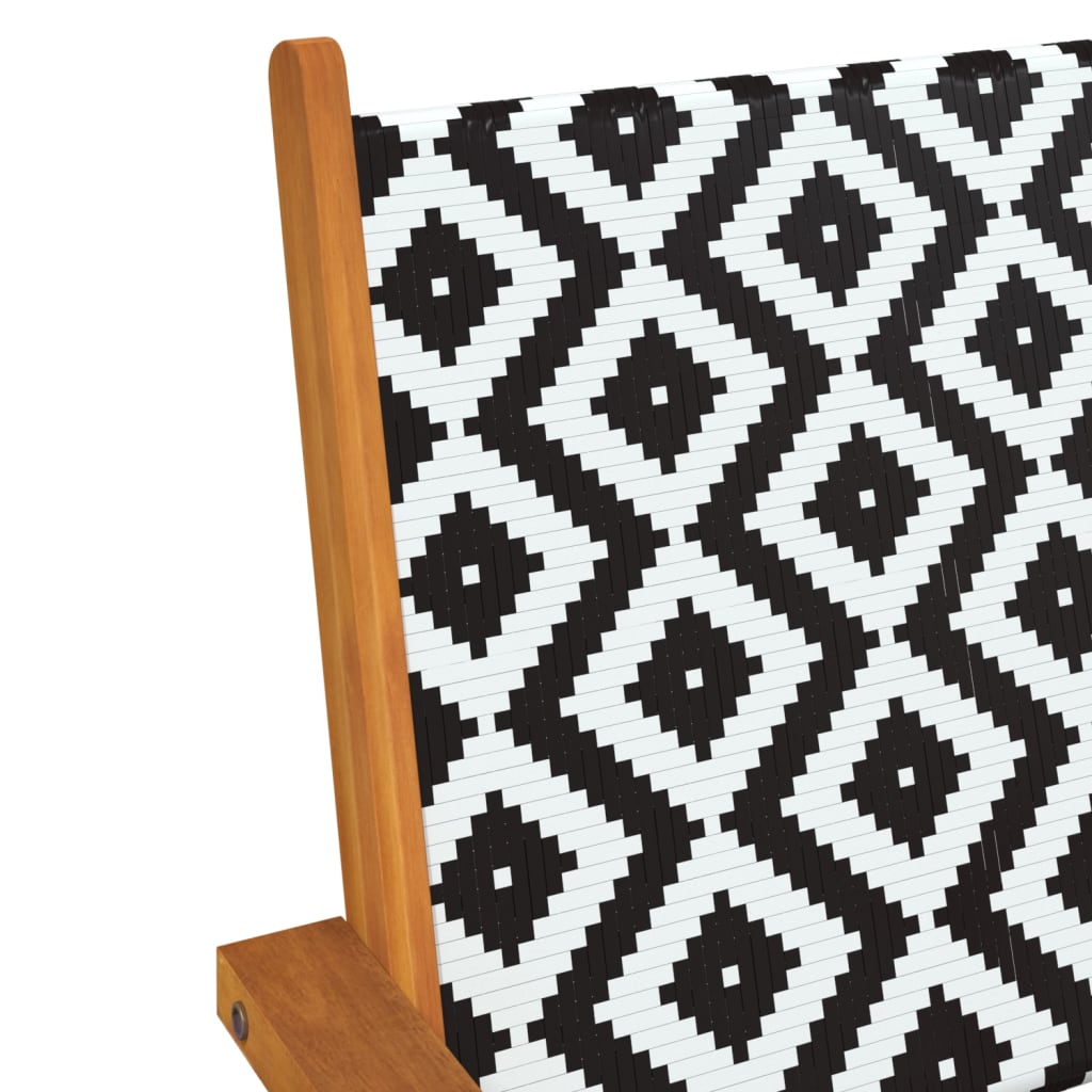 Garden Chair | Set of 8 | Natural Acacia with Black and White Pattern