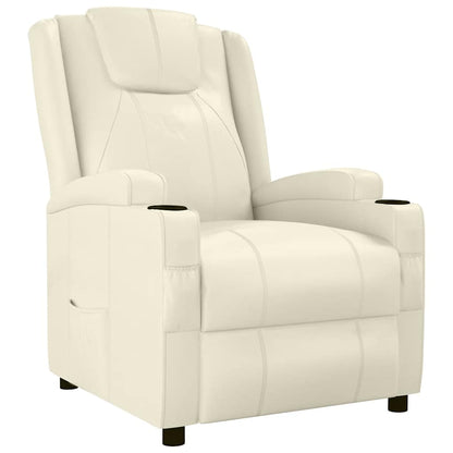 Recliner Chair Cream White Faux Leather