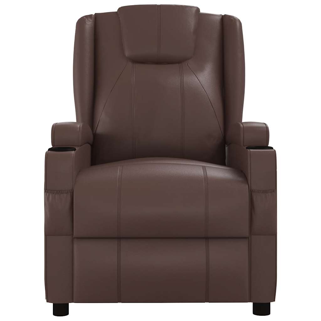 Recliner Chair Brown Faux Leather