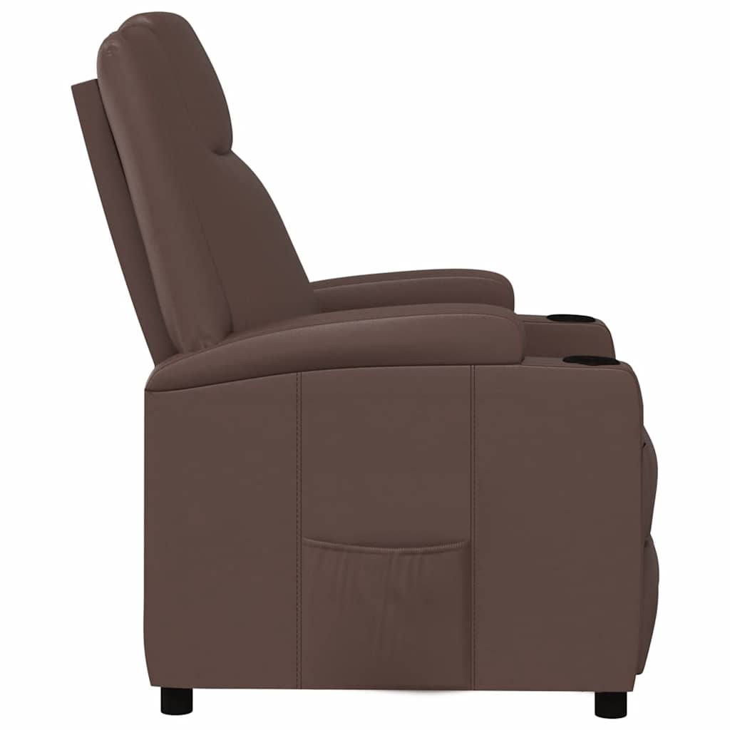 Recliner Chair Brown Faux Leather